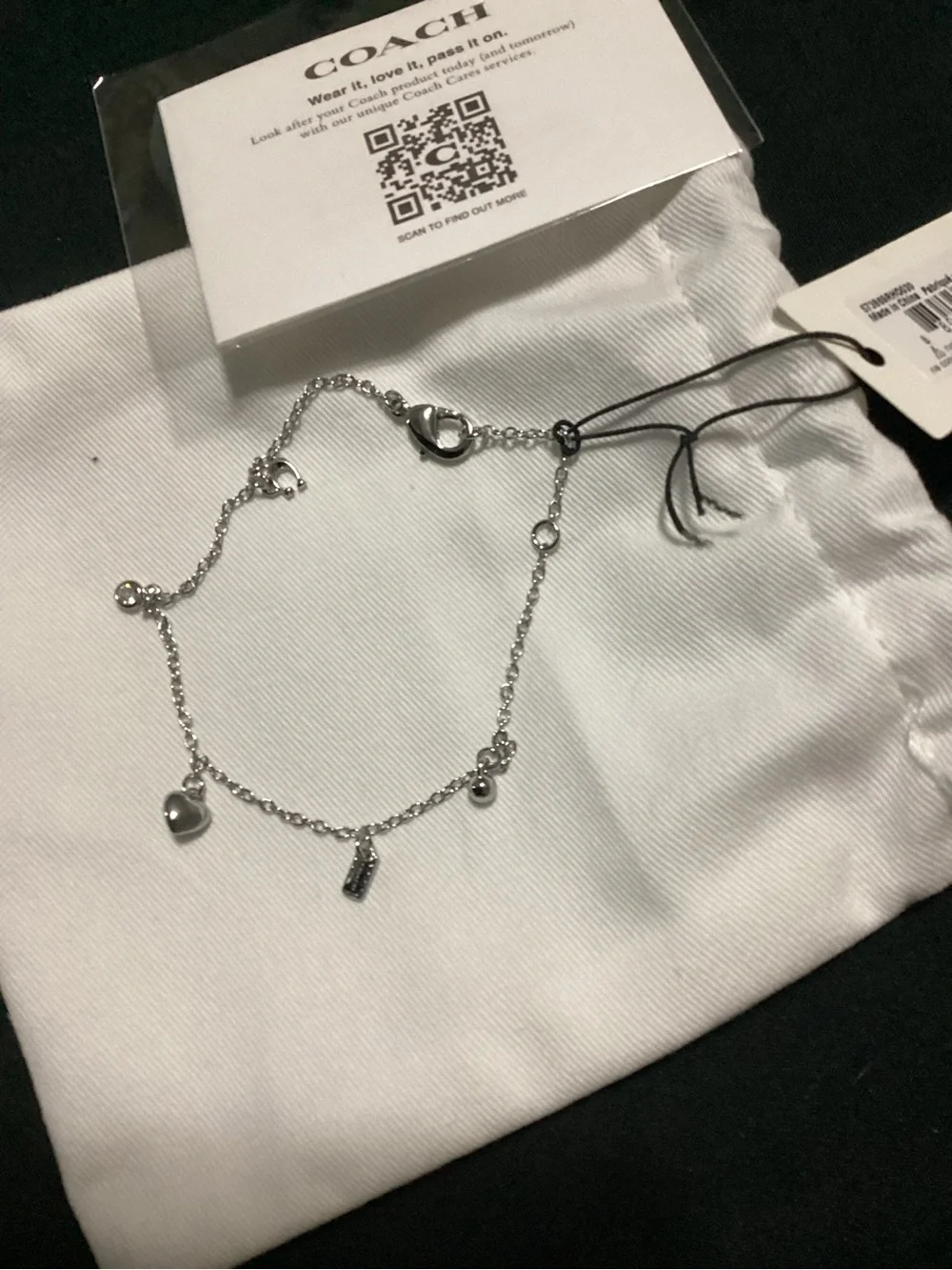 Bundle - Coach Silver-Tone Heart & Logo Charm Bracelet - Picture 3 of 4